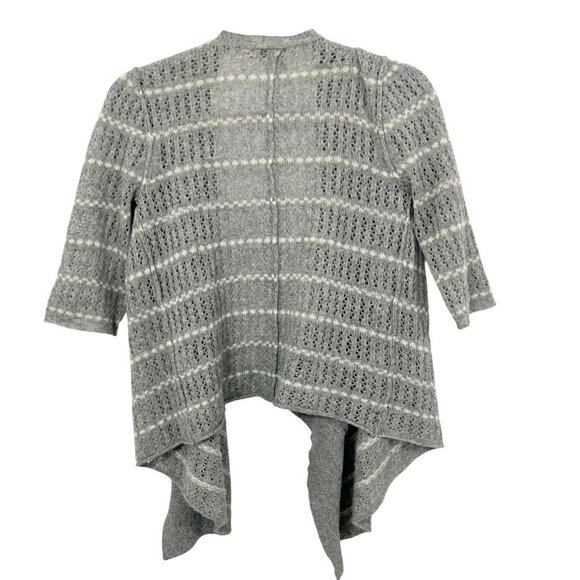 Calypso St. Barth Gray & White Striped Pointelle Cashmere Cardigan Size XS - Picture 2 of 5